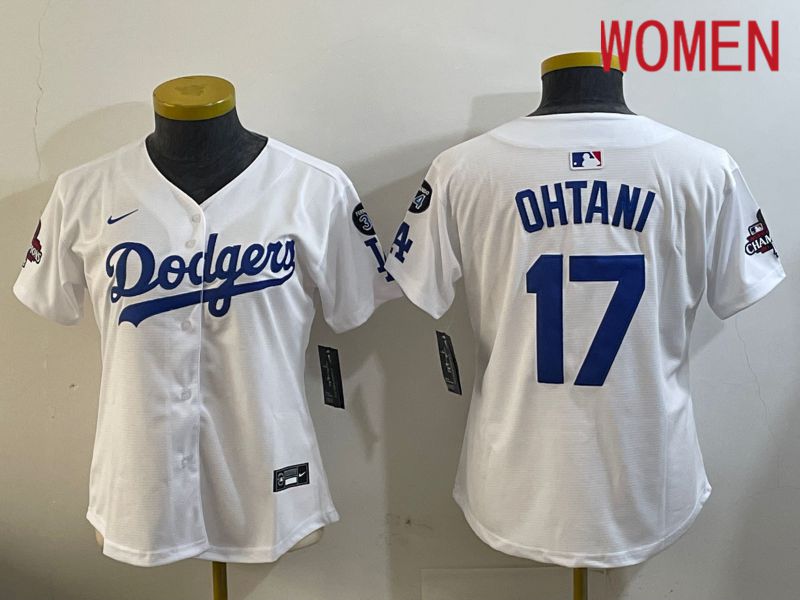 Women Los Angeles Dodgers #17 Ohtani White Game 2024 Nike MLB Jersey style 12095